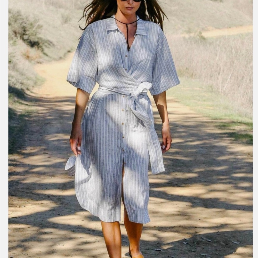 Apiece Apart Blue and White Striped Dress